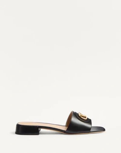 Valentino Garavani Vlogo Signature Slide Sandal In Calfskin 20mm Woman Black 39.5