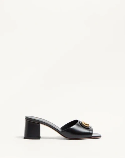 Valentino Garavani Vlogo Signature Slide Sandal In Calfskin 60mm Woman Black 41.5 In Multi