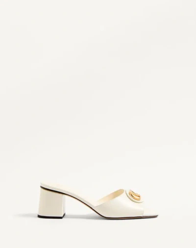 Valentino Garavani Vlogo Signature Slide Sandal In Calfskin 60mm Woman Ivory 42