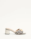 Valentino Escape 60 Embellished Leather-trimmed Polka-dots Twill Mules