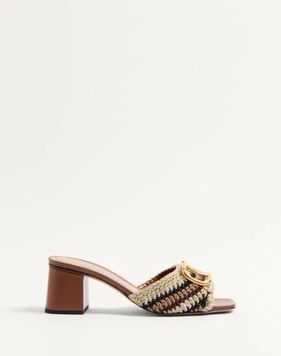 VALENTINO GARAVANI VALENTINO GARAVANI VLOGO SIGNATURE SLIDE SANDAL WITH CROCHET EMBROIDERY 60MM WOMAN MULTICOLOUR 42