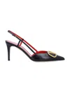 Valentino Garavani Vlogo Signature Satin Slingback Pumps 80mm Woman Black 40.5 In Black