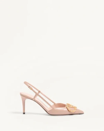 Valentino Garavani Vlogo Signature Slingback Calfskin Pump With Jewel Logo 80mm Woman Rose Cannelle