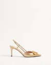 Valentino Garavani Vlogo Signature Slingback Pump In Laminated Nappa Leather 80mm Woman Antique Bras In Antique Brass