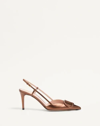 Valentino Garavani Vlogo Signature Slingback Pump In Laminated Nappa Leather 80mm Woman Bronze 42