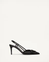 Valentino Garavani Vlogo Signature Slingback Pump In Woven Leather With 80mm Crystals Woman Black 42