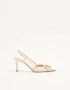 Valentino Garavani Vlogo Signature Slingback Pumps In 80mm Printed Calfskin Woman Butter 42 In Neutral