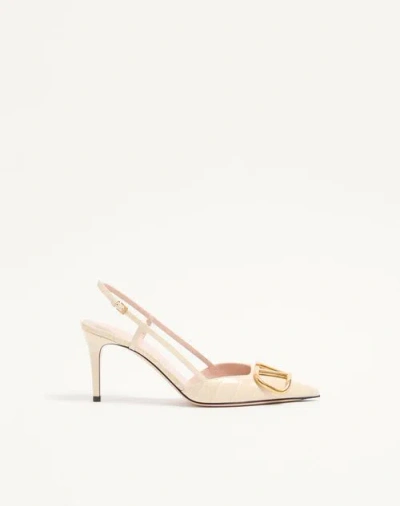 Valentino Garavani Vlogo Signature Slingback Pumps In 80mm Printed Calfskin Woman Butter 42 In Neutral