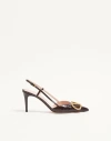 Valentino Garavani Vlogo Signature Slingback Pumps In 80mm Printed Calfskin Woman Oak Brown 42 In Brown