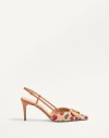 Valentino Garavani Embroidered Raffia Vlogo Signature Pumps In Natural/red