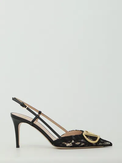 Valentino Garavani Vlogo Signature Slingback Pumps In Lace In Animal Print