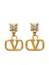 Valentino Gemstone Accent Stud Earrings With Gold-tone Finish