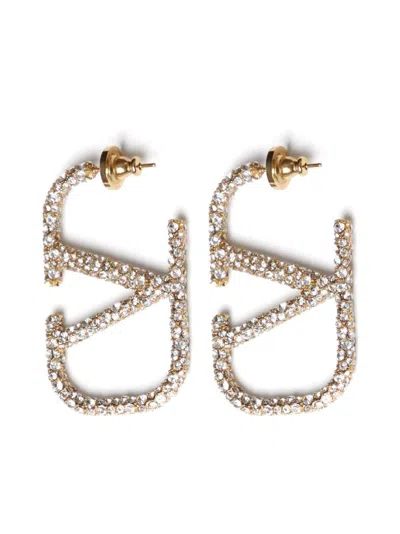 Valentino Garavani Vlogo Signature Strass Earrings In Gold