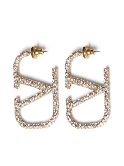 Valentino Garavani Vlogo Signature Strass Earrings In Gold