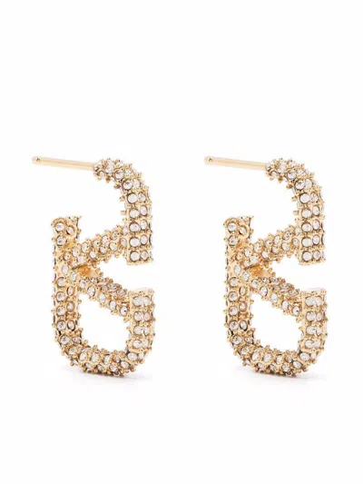 Valentino Garavani Vlogo Signature Strass Earrings In Gold