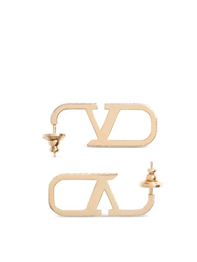 Valentino Garavani Vlogo Signature Strass Earrings In Gold