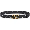 Valentino Garavani Vlogo Signature Belt In Shiny Calfskin 30 Mm Woman Black 100 In Black