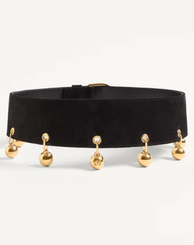 Valentino Garavani Vlogo Signature Suede Belt 65 Mm Woman Black 070