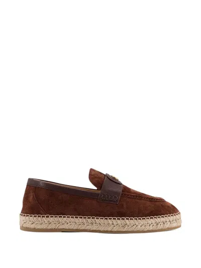 Valentino Garavani Vlogo Signature Suede Espadrillas In Brown