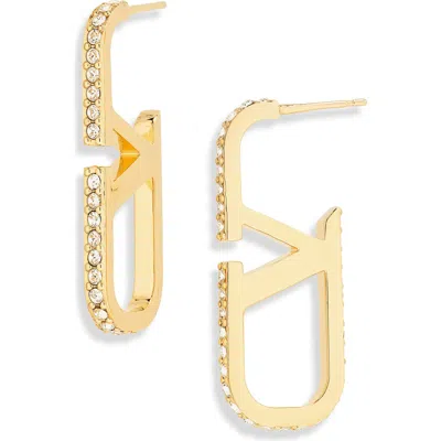 Valentino Garavani Vlogo Signature Swarovski Crystal Earrings In Gold