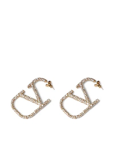 Valentino Garavani Vlogo Signature Swarovski Crystal Earrings In Gold