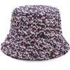 Valentino Garavani Vlogo Signature Tweed Bucket Hat In Bianco-rosa-nero/nero