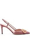 Valentino Garavani Vlogo Signature Slingback Pumps In Velvet With Jewel Logo 80mm Woman Phard 40.5