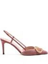 Valentino Garavani Vlogo Signature Velvet Slingback Pumps In Pink