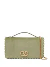 Valentino Garavani Vlogo Signature Velvet Wallet On Chain In Green