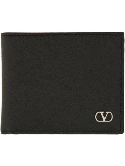 Valentino Garavani Vlogo Leather Billfold Wallet In Black