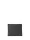 Valentino Vlogo Signature Billfold Black Leather Wallet In Black