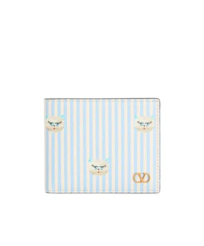Valentino Garavani Vlogo Signature Wallet In Grainy Calfskin With Le Chat De La Maison Print In Multi