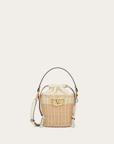 Valentino Garavani Vlogo Signature Wicker Bucket Bag Woman Natural/ivory Uni