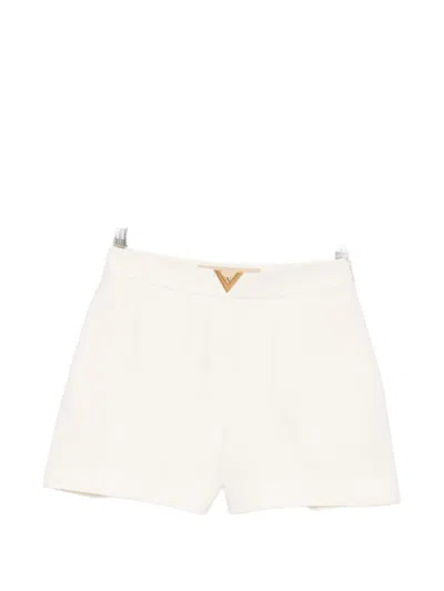 Valentino Garavani Vlogo Signature Wool And Silk Shorts In White