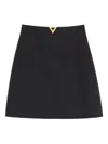 Valentino Garavani Vlogo Signature Wool And Silk Skirt In Black