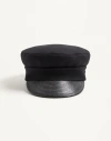 Valentino Garavani Vlogo Signature Wool Cap With Leather Visor