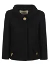 Valentino Vlogo Signature Wool Jacket Round Collar In Black