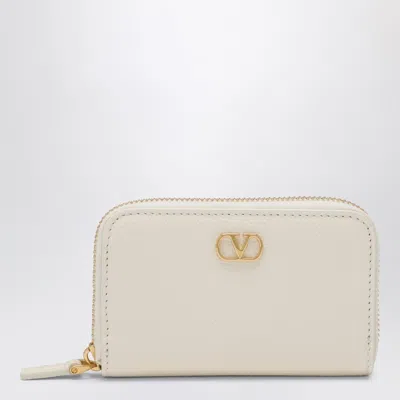 Valentino Garavani Vlogo Signature Zip Wallet Ivory In White