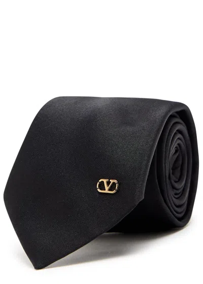 Valentino Garavani Vlogo Silk Tie In Black