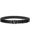 Valentino Garavani Vlogo Signature Belt In Shiny Calfskin 30 Mm In Black