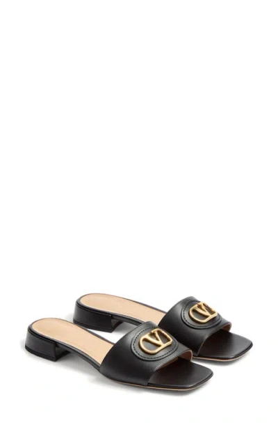 Valentino Garavani Vlogo Signature Leather Slides In Black