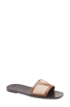 Valentino Garavani Superstar Slide Slipper With Vlogo Detail And Premium Materials In Natural/tabacco