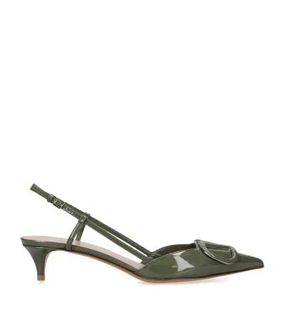 Valentino Garavani Vlogo Slingback Pumps 40 In Grey