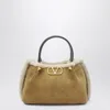 Valentino Vlogo Small Beige Suede Bag In Sand