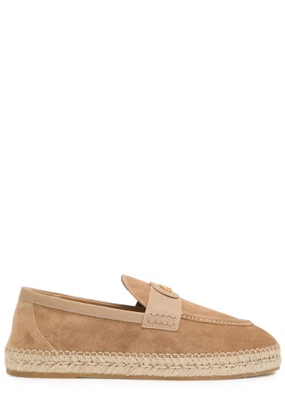 Valentino Garavani Vlogo Suede Espadrille Loafers In Brown