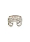 Valentino Ovalette Crystal-embellished Metal Ring In White