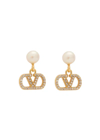 Valentino Garavani Vlogo Swarovski Pearl And Crystal-embellished Earrings In Multi