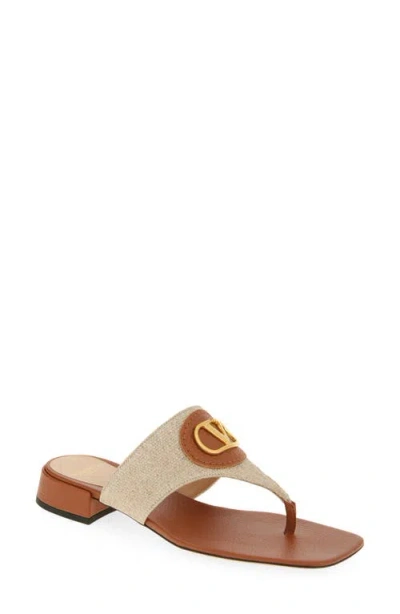 Valentino Garavani Vlogo T-strap Sandal In Natural Multi