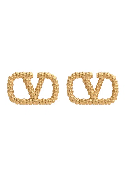 Valentino Garavani Vlogo Textured Stud Earrings In Gold
