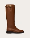 Valentino Garavani Vlogo The Bold Edition Boot In Calfskin 30mm Woman Tobacco 40